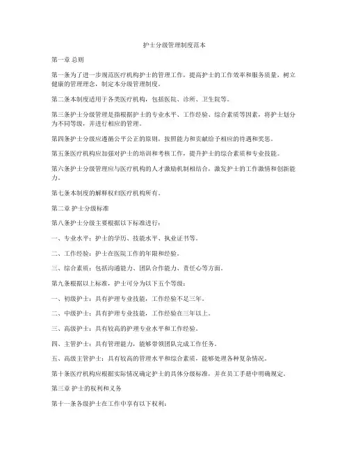 护士分级管理制度范本