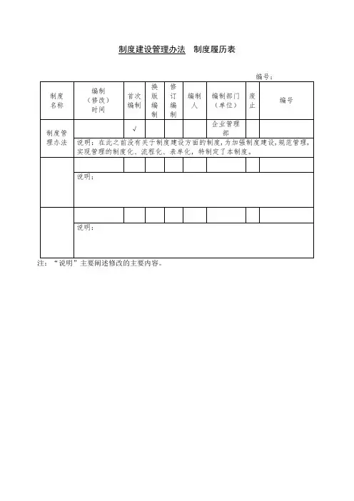 制度建设管理办法制度履历表