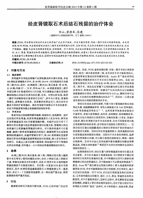 经皮肾镜取石术后结石残留的治疗体会