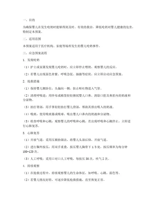 婴儿呛奶抢救应急预案流程