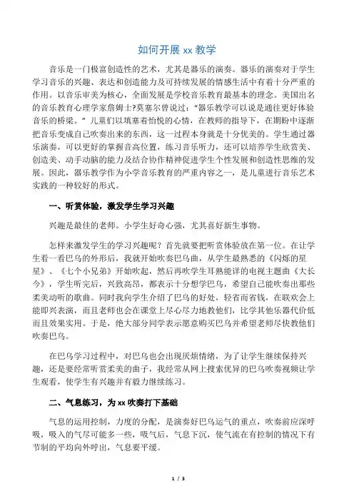 如何开展巴乌教学-2019年精选教育文档