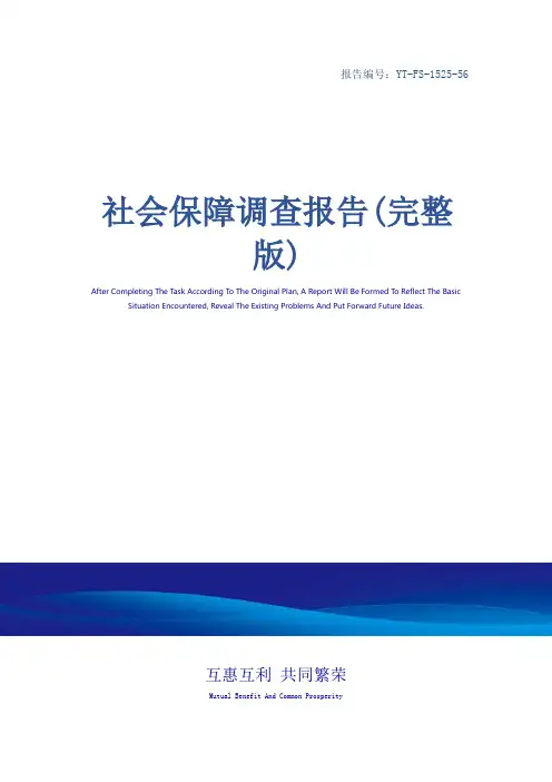 社会保障调查报告(完整版)