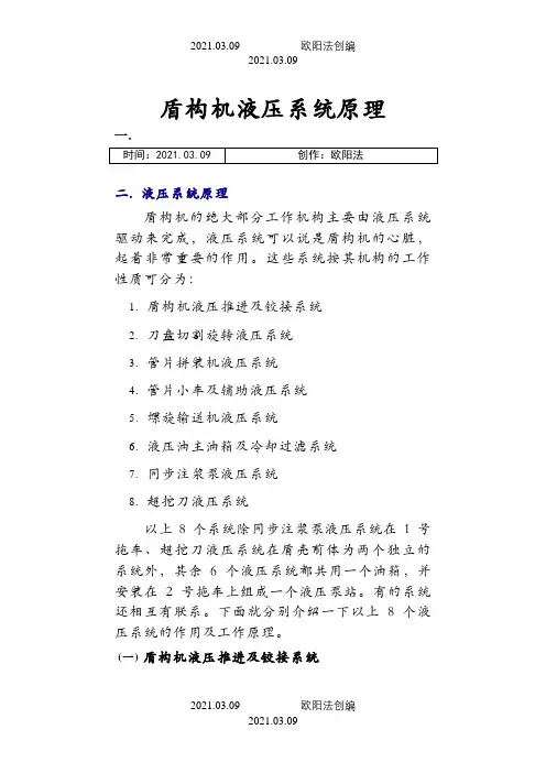 盾构机液压系统原理之欧阳法创编