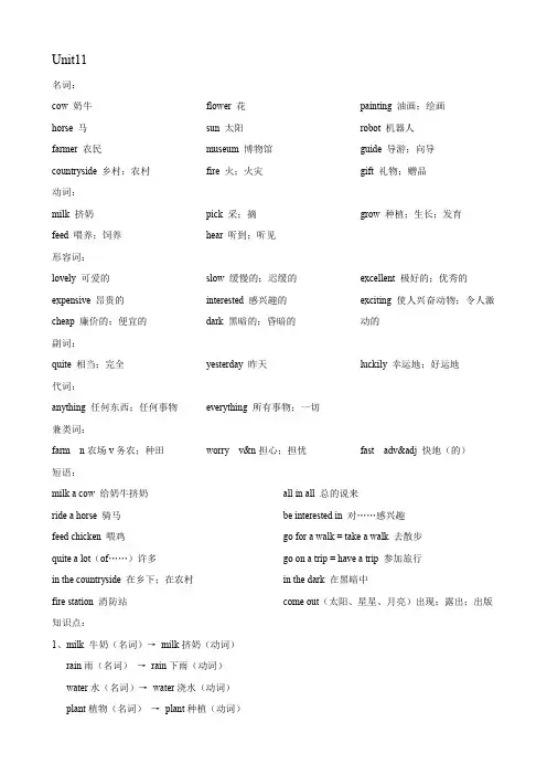 人教版七年级下册英语Unit11知识点