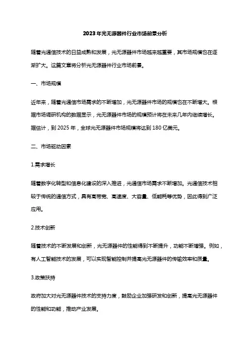 2023年光无源器件行业市场前景分析
