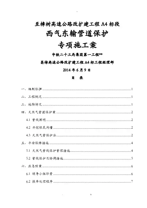 西气东输管道保护专项施工方案