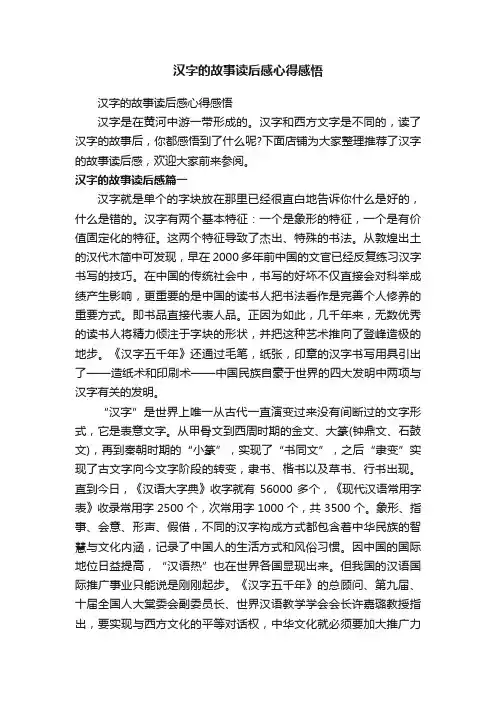 汉字的故事读后感心得感悟