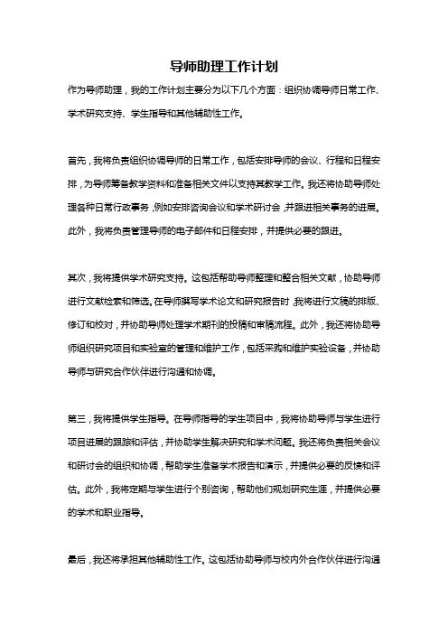 导师助理工作计划