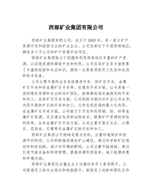 西部矿业集团有限公司