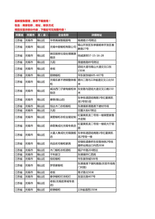 新版江苏省无锡市锡山区厨卫电器企业公司商家户名录单联系方式地址大全63家