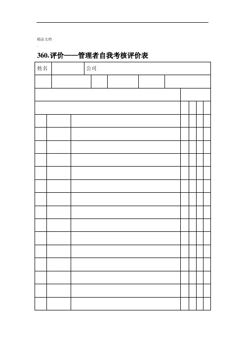 管理者自我考核评价表
