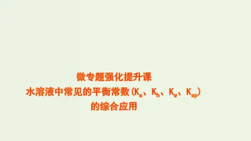 高考化学一轮复习微专题强化提升课水溶液中常见的平衡常数KaKhKwKsp的综合应用课件鲁科版ppt