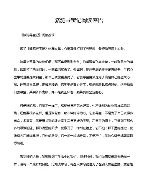 骆驼寻宝记阅读感悟