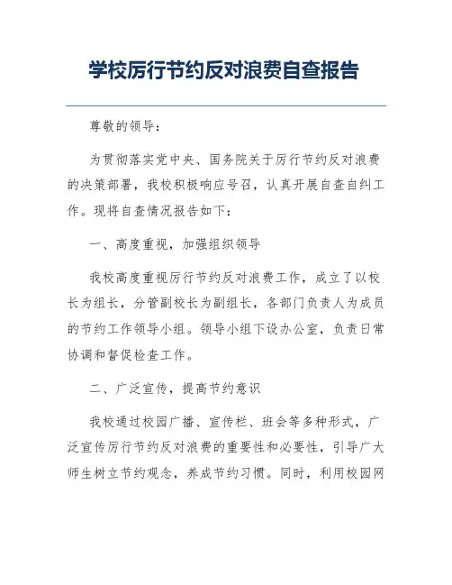 学校厉行节约反对浪费自查报告
