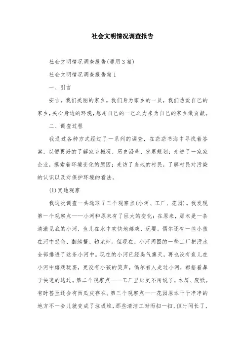 社会文明情况调查报告