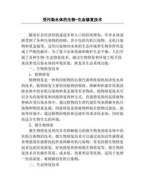 受污染水体的生物-生态修复技术