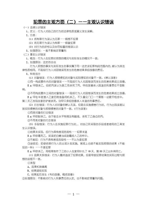 犯罪的主观方面(二)——主观认识错误