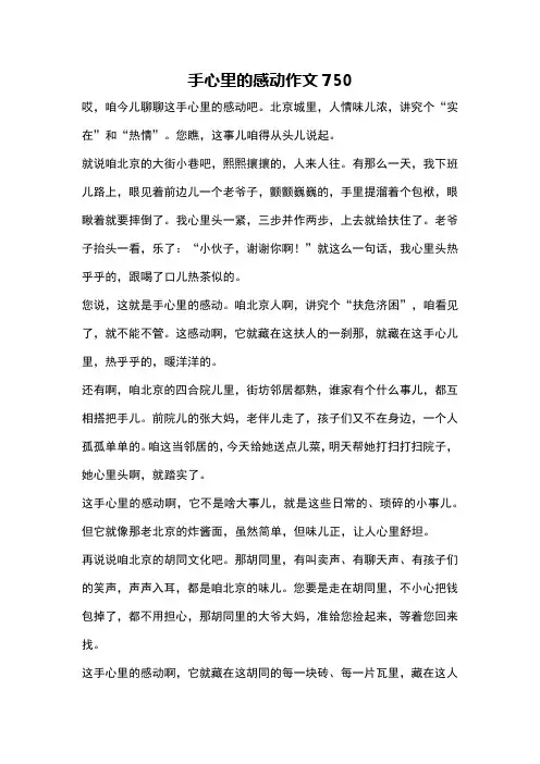 手心里的感动作文750
