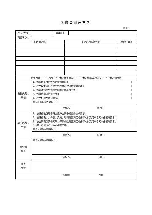 采购合同评审表