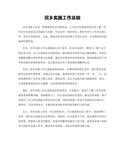 回乡实践工作总结