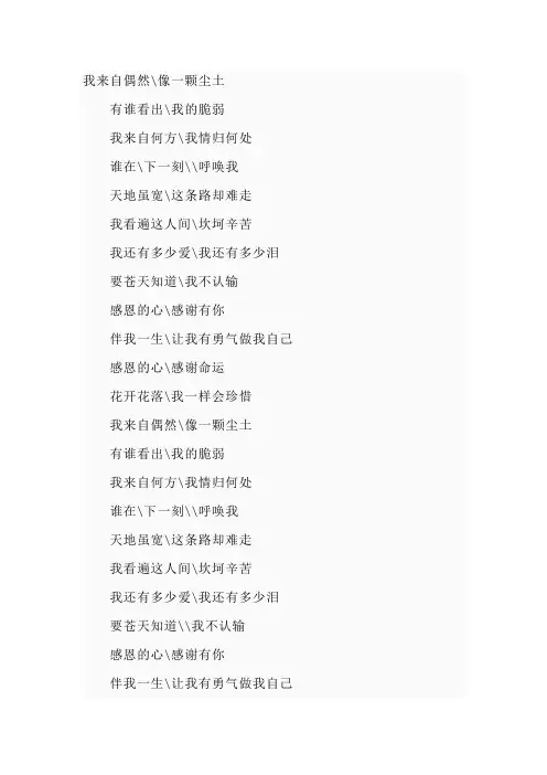 真心英雄,阳光总在风雨后,童年歌词