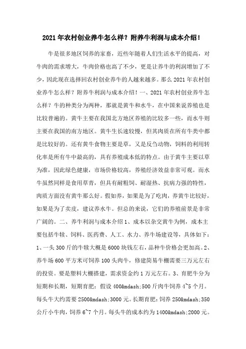 2021年农村创业养牛怎么样？附养牛利润与成本介绍!
