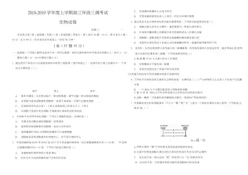 河北省衡水中学2019届高三上学期三调考试生物试题