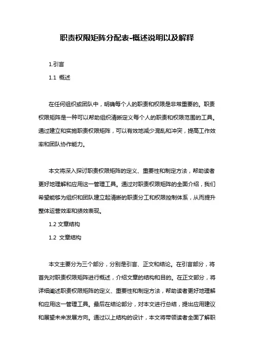 职责权限矩阵分配表-概述说明以及解释