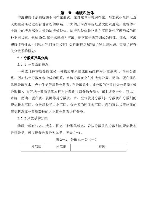 溶液和胶体