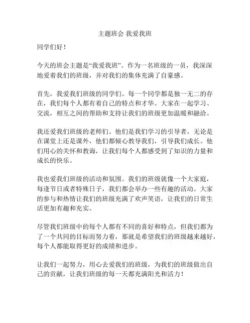 主题班会 我爱我班