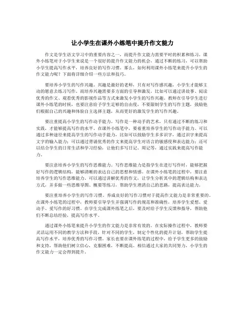 让小学生在课外小练笔中提升作文能力