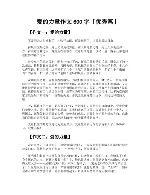 爱的力量作文600字优秀篇