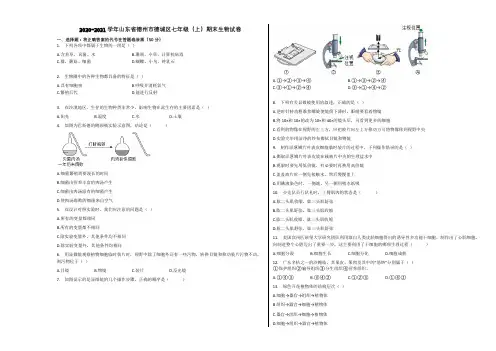 2020-2021学年山东省德州市德城区七年级(上)期末生物试卷含解析