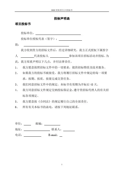 技术标书范本