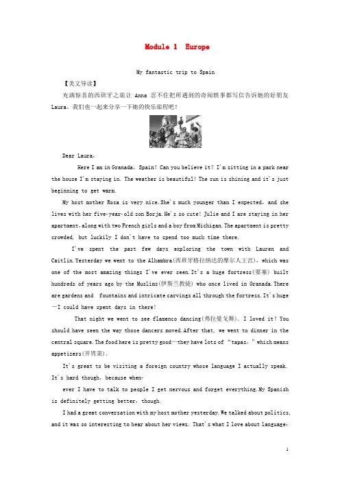 高中英语 Module 1 Europe教案 外研版必修3