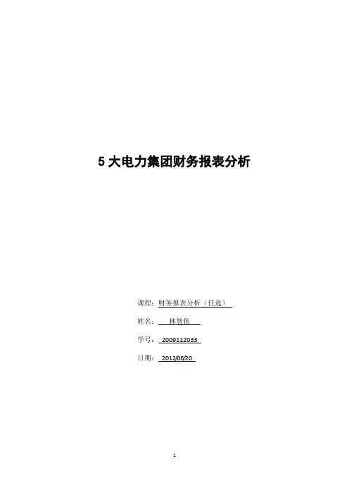 中国5大电力集团 财报分析