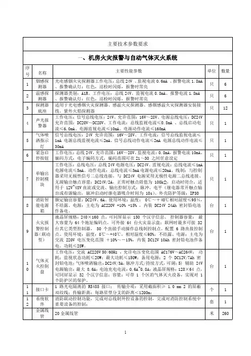 主要技术参数要求