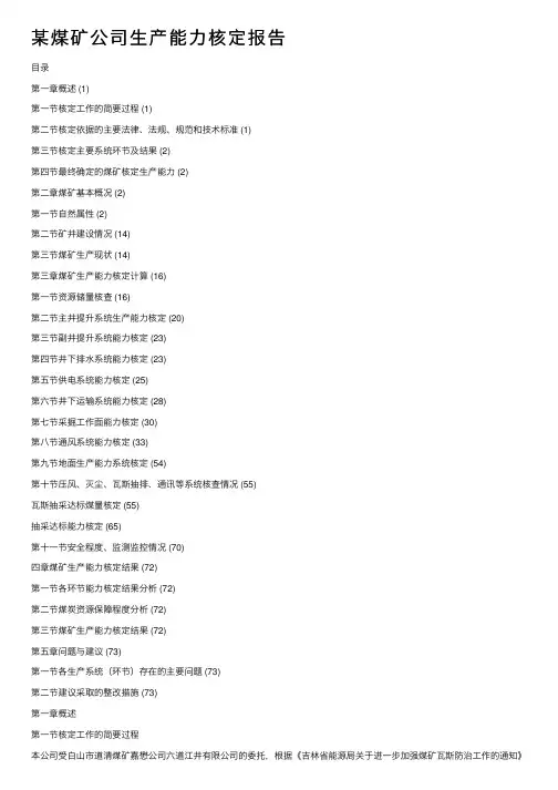 某煤矿公司生产能力核定报告