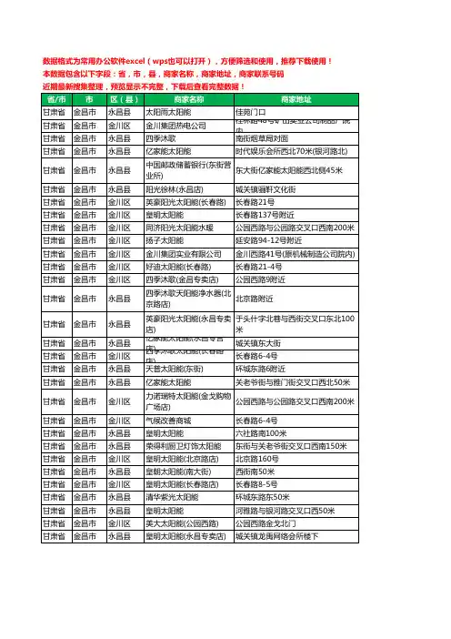 2020新版甘肃省金昌市太阳能工商企业公司商家名录名单联系电话号码地址大全30家