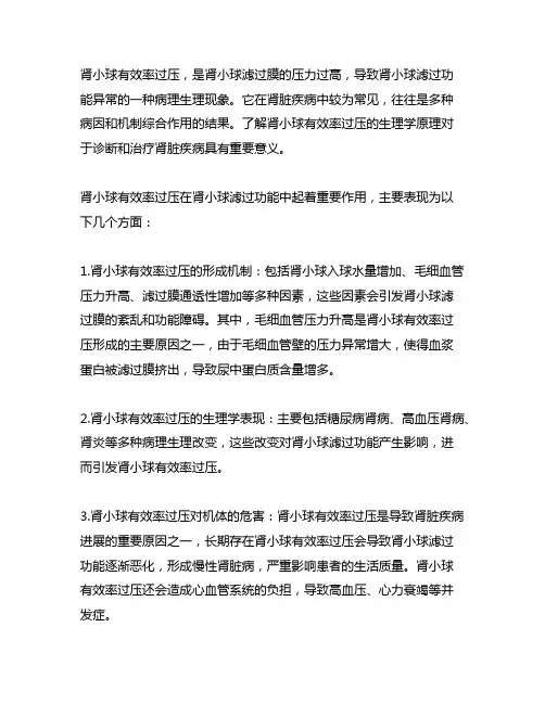 肾小球有效率过压名词解释生理学