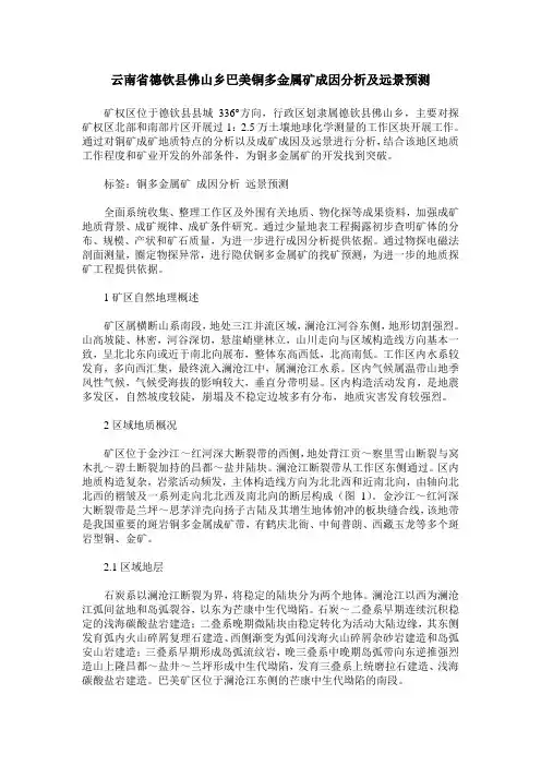 云南省德钦县佛山乡巴美铜多金属矿成因分析及远景预测
