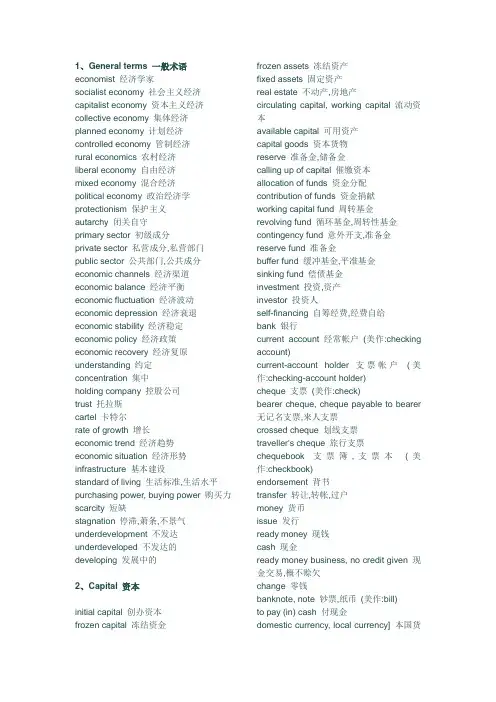 经济学英语词汇