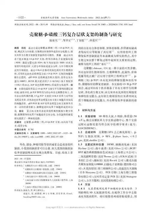壳聚糖-β-磷酸三钙复合层状支架的制备与研究