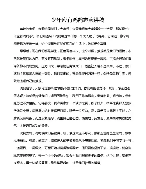 少年应有鸿鹄志演讲稿