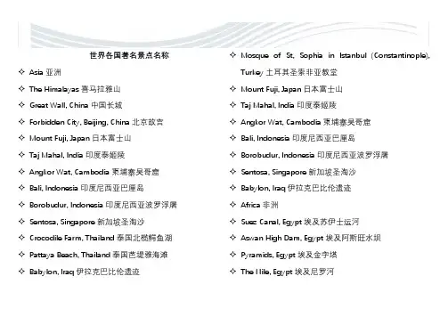 世界各国著名景点英文[优质文档]