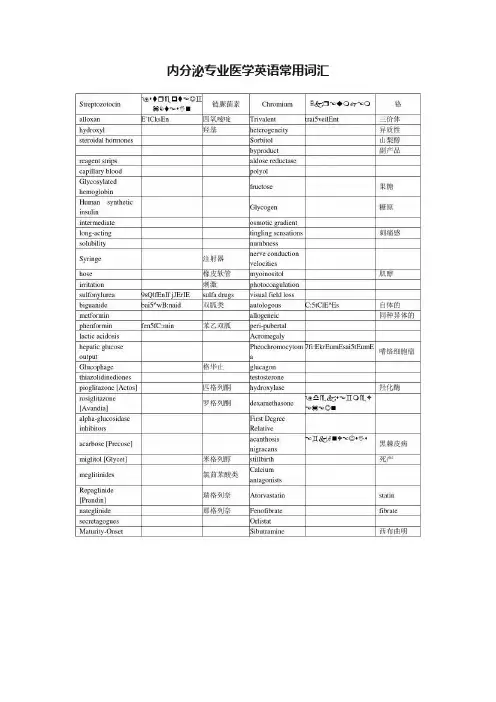 内分泌专业医学英语常用词汇