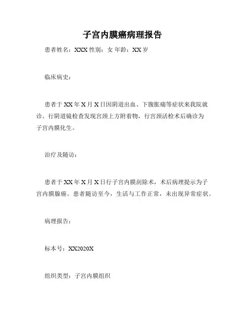 子宫内膜癌病理报告