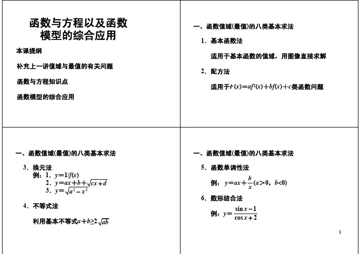 08函数与方程以及函数模型的综合应用