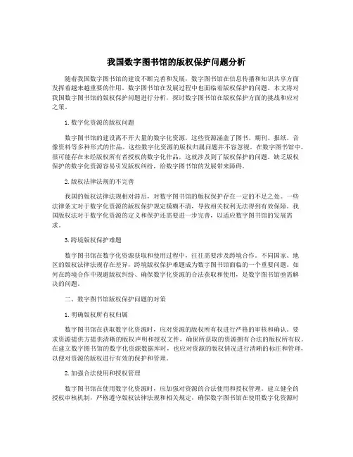 我国数字图书馆的版权保护问题分析
