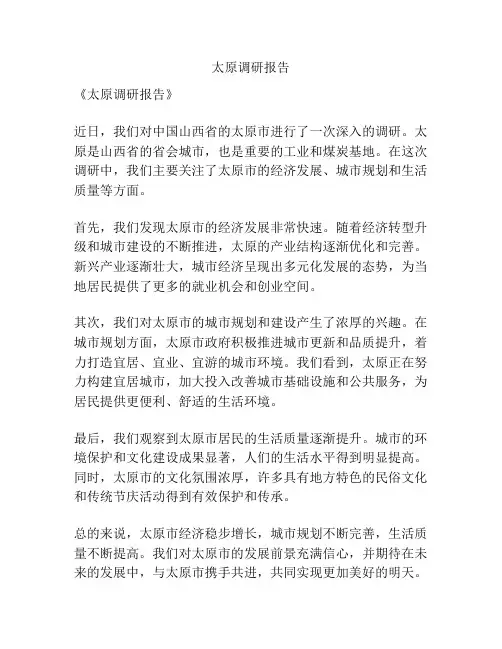 太原调研报告